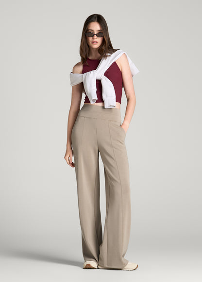 Soft Motion Wide Leg Ultra High Rise Pant for Tall Women in Simply Taupe