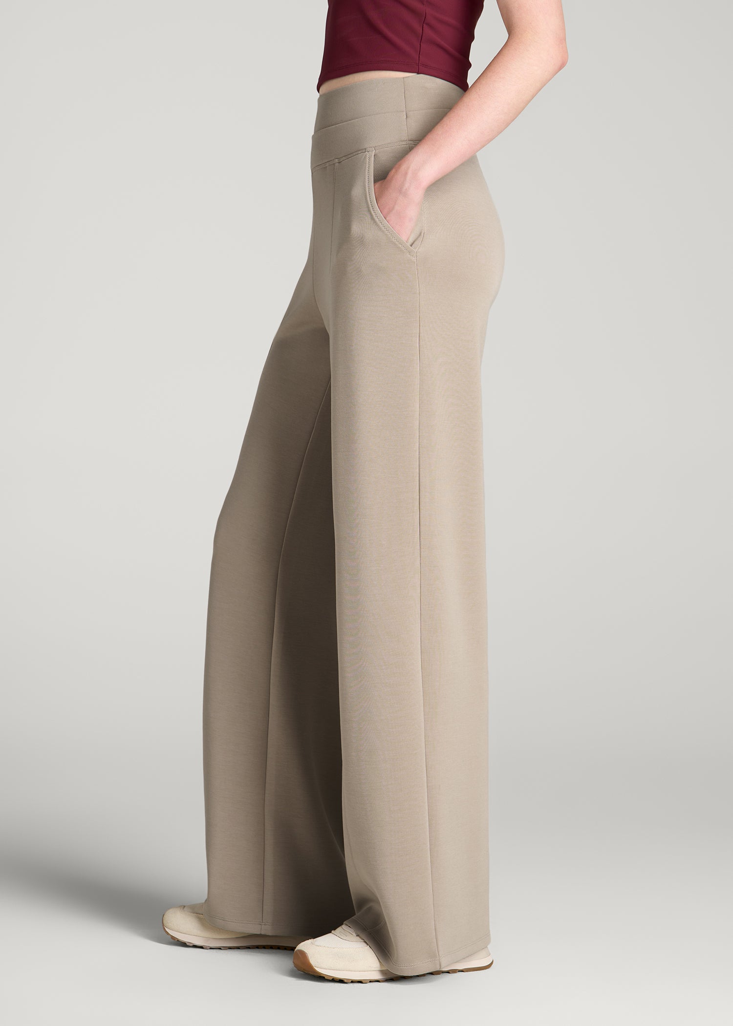 Soft Motion Wide Leg Ultra High Rise Pant for Tall Women in Simply Taupe
