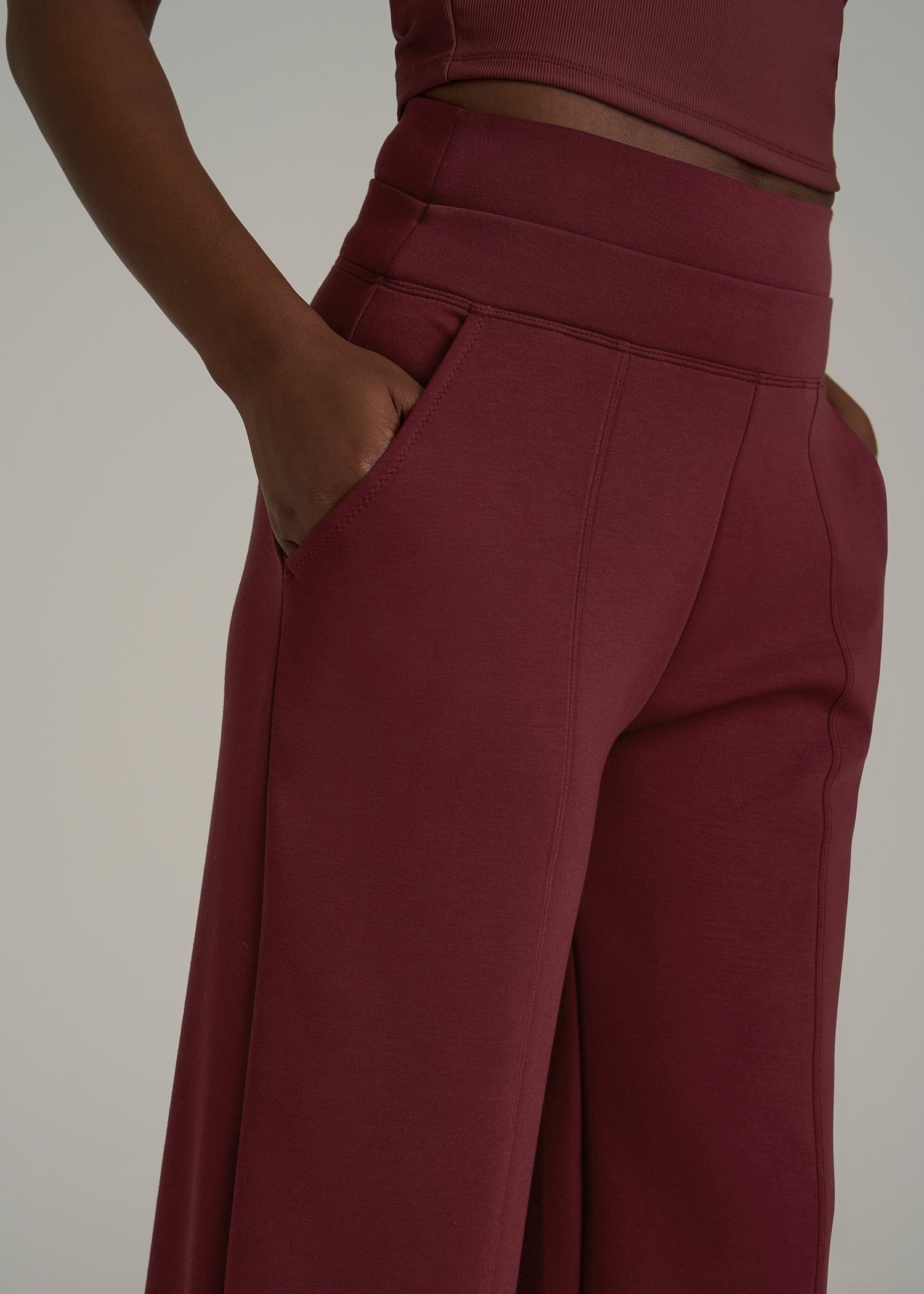 Soft Motion Wide Leg Ultra High Rise Pant for Tall Women in Tawny Port