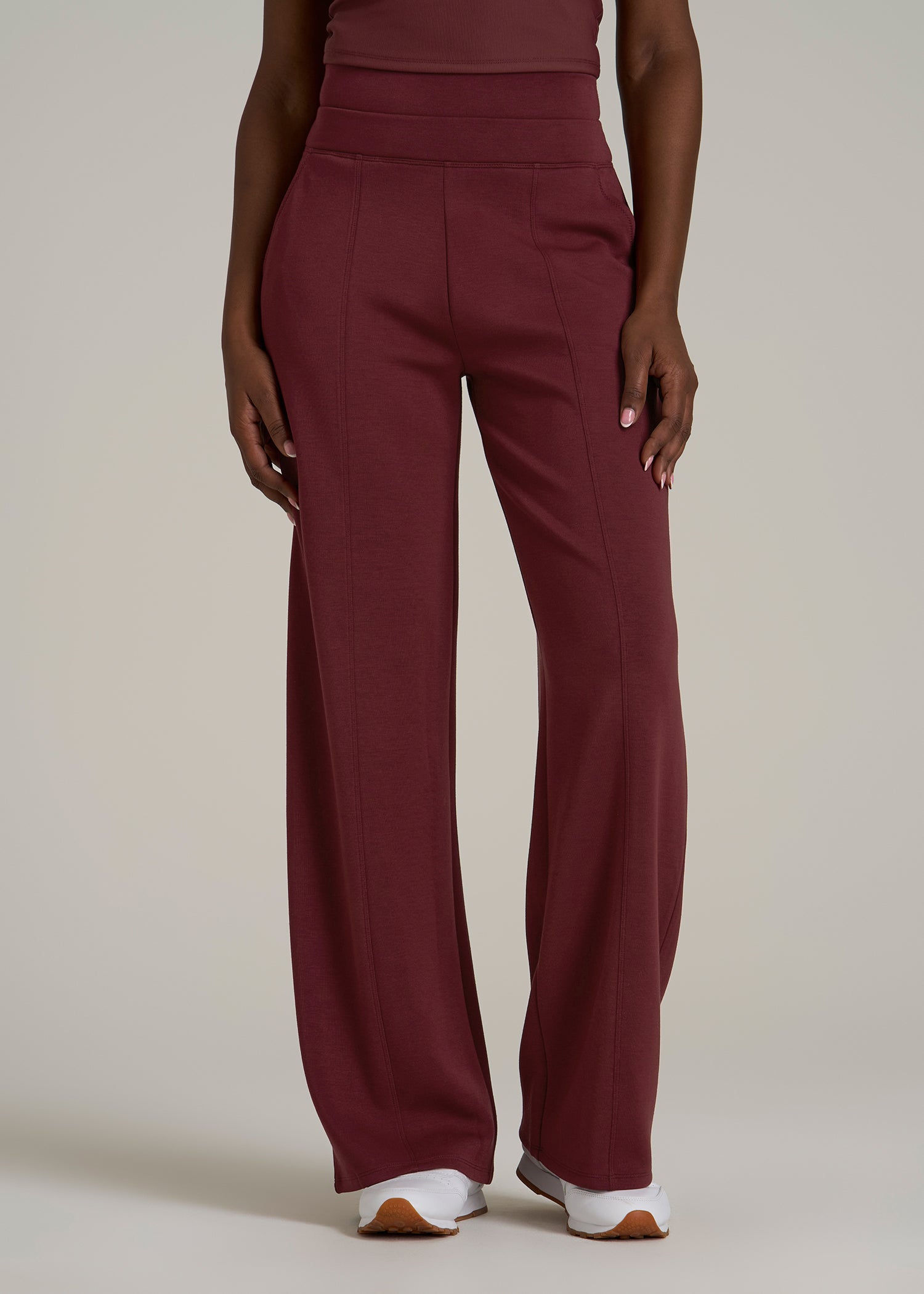 Soft Motion Wide Leg Ultra High Rise Pant for Tall Women in Tawny Port