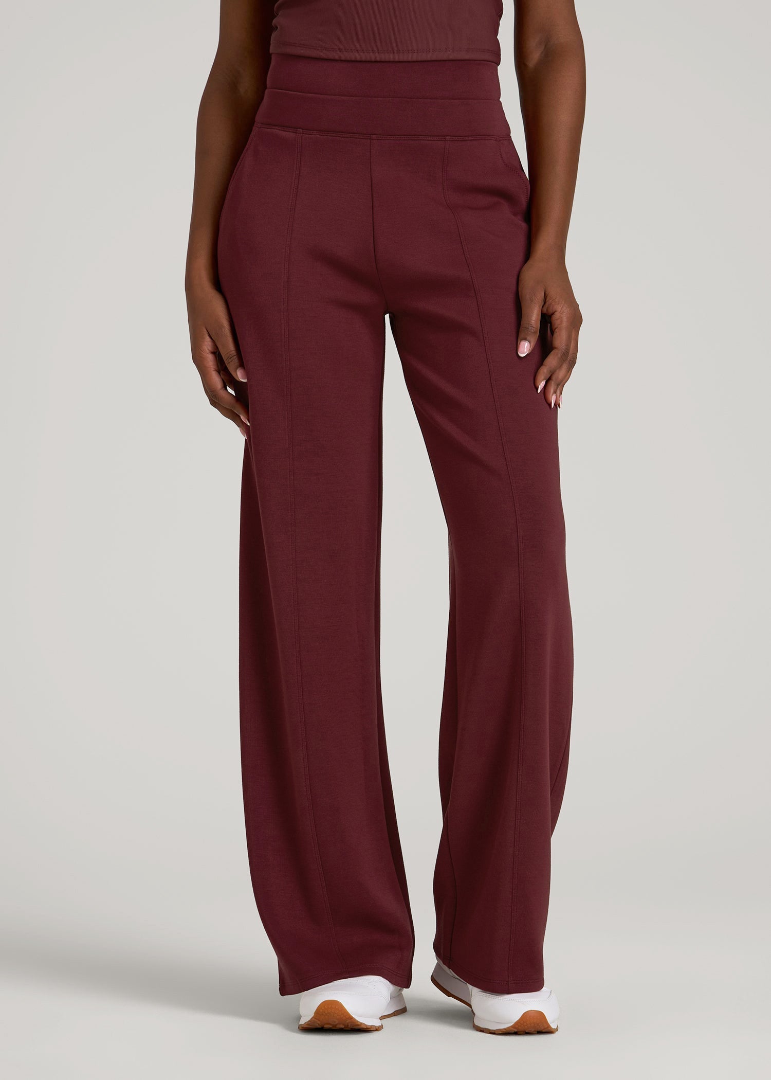 Soft Motion Wide Leg Ultra High Rise Pant for Tall Women in Tawny Port