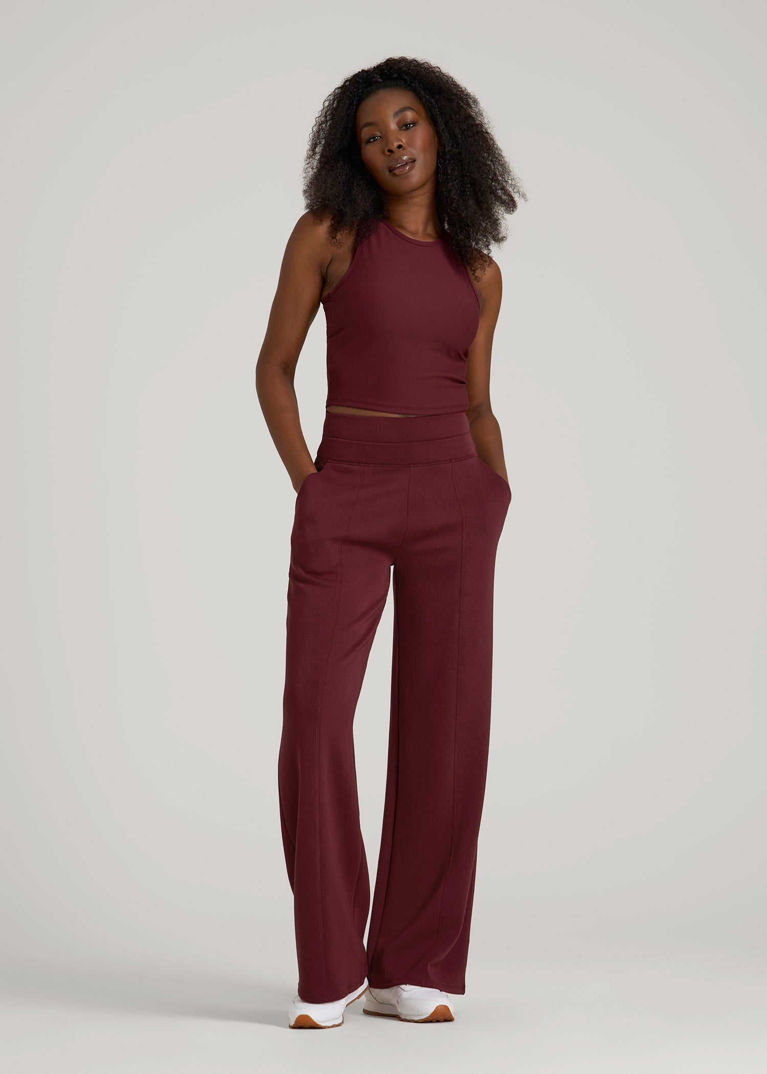 Soft Motion Wide Leg Ultra High Rise Pant for Tall Women in Tawny Port
