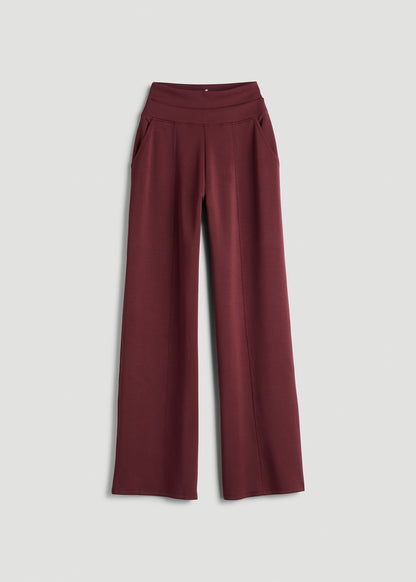 Soft Motion Wide Leg Ultra High Rise Pant for Tall Women in Tawny Port