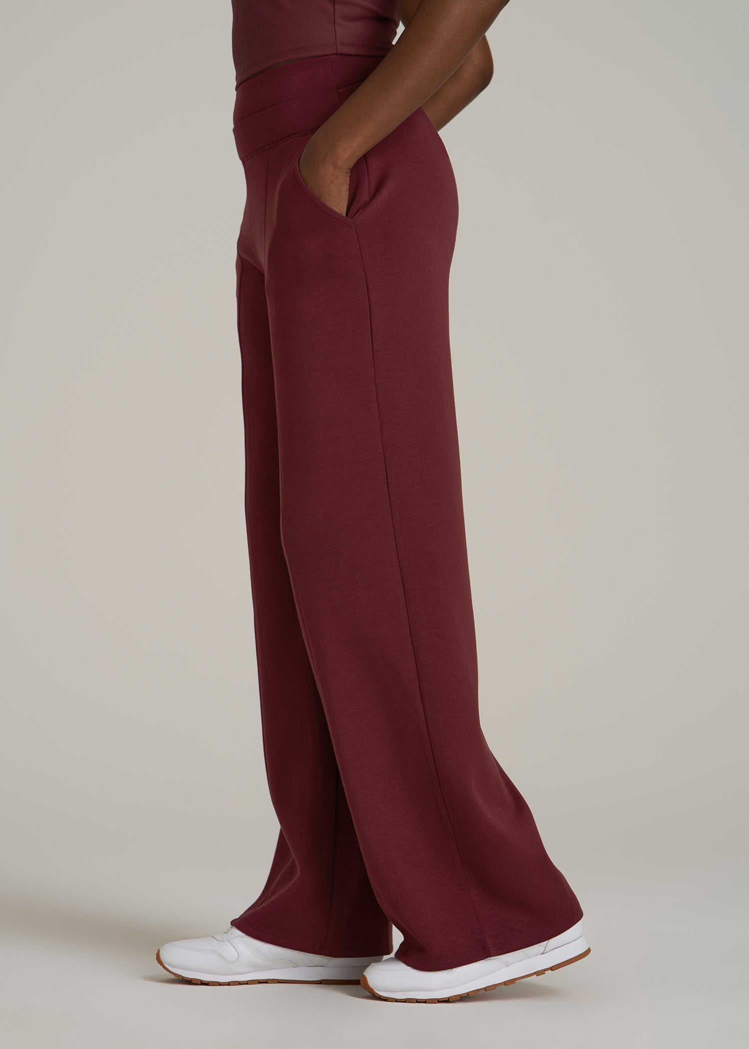 Soft Motion Wide Leg Ultra High Rise Pant for Tall Women in Tawny Port