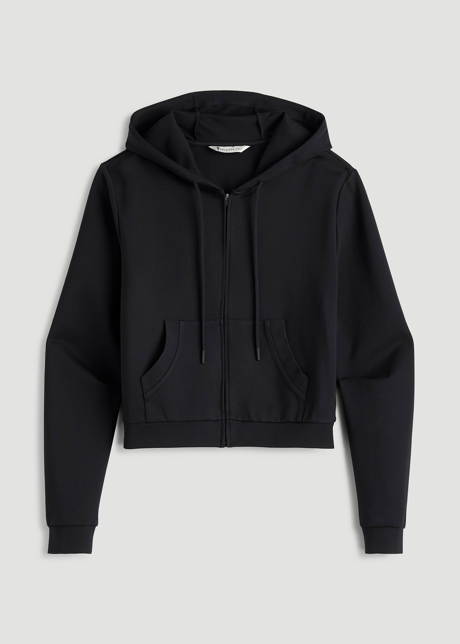 Soft Flex Ponte Cropped Hoodie for Tall Women in Black