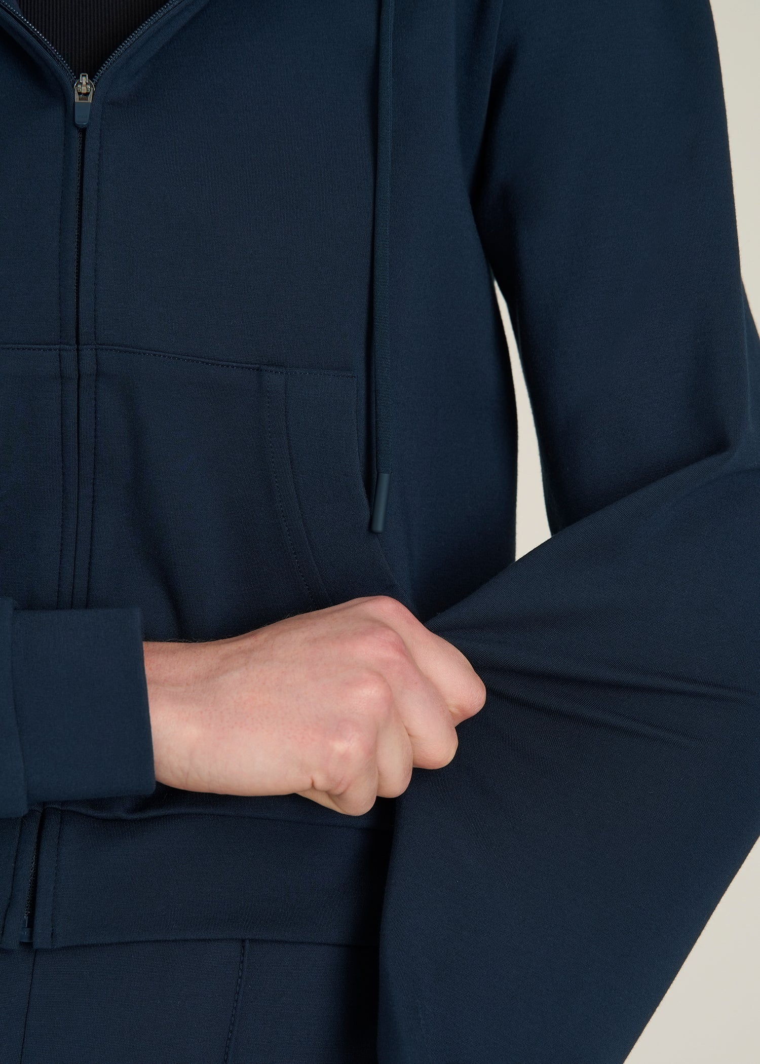 Soft Flex Ponte Cropped Hoodie for Tall Women in Navy