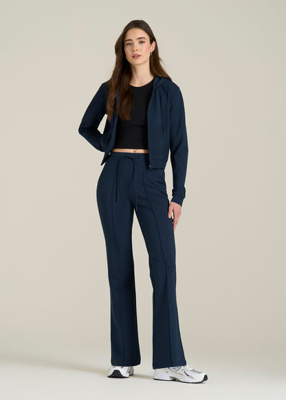 Soft Flex Ponte Cropped Hoodie for Tall Women in Navy