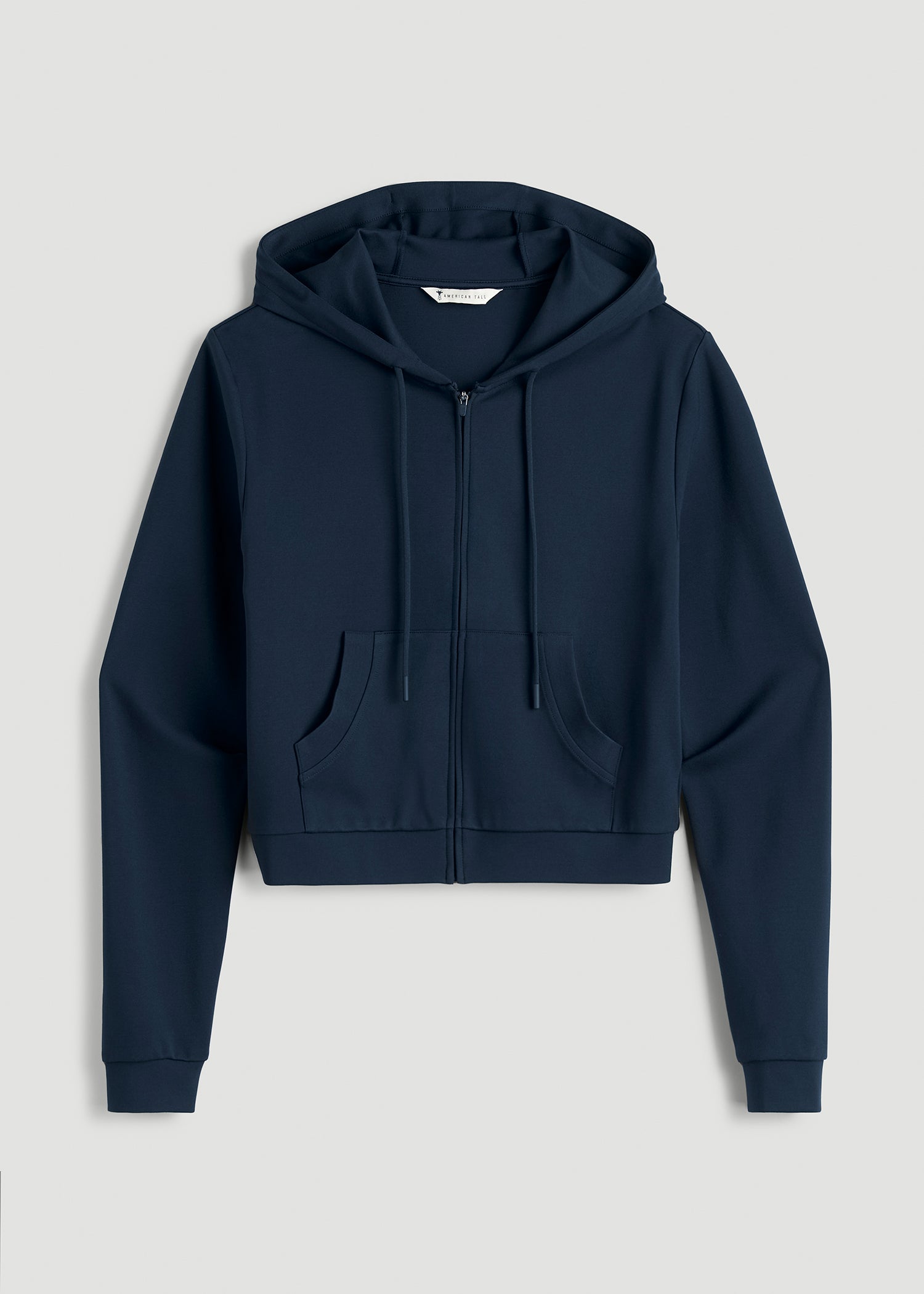 Soft Flex Ponte Cropped Hoodie for Tall Women in Navy