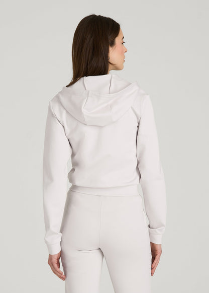 Flex Ponte Cropped Hoodie for Tall Women in White Sand
