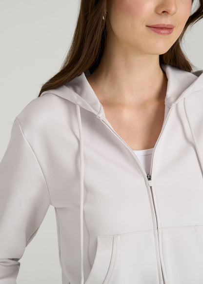 Flex Ponte Cropped Hoodie for Tall Women in White Sand