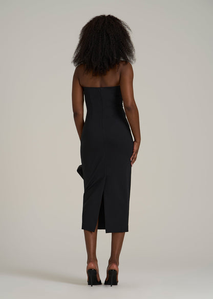 Soft Flex Ponte Fitted Bustier Dress for Tall Women in Black