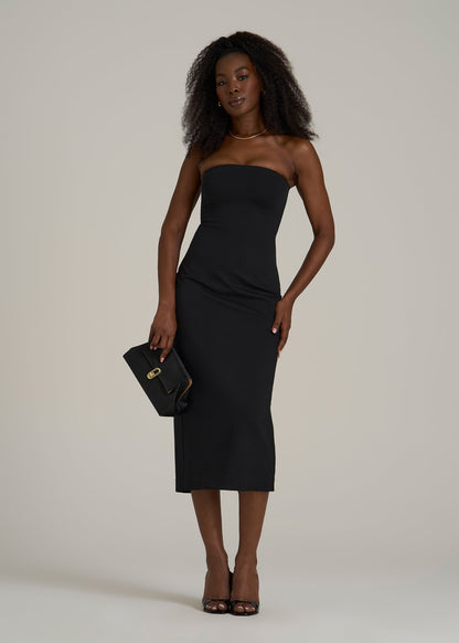 Soft Flex Ponte Fitted Bustier Dress for Tall Women in Black