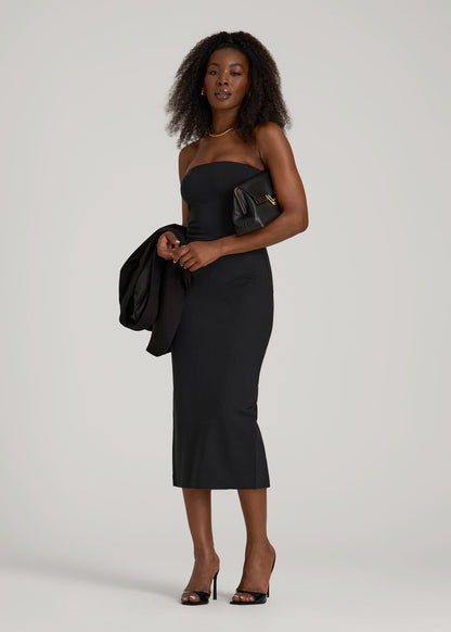Flex Ponte Fitted Bustier Dress for Tall Women in Black