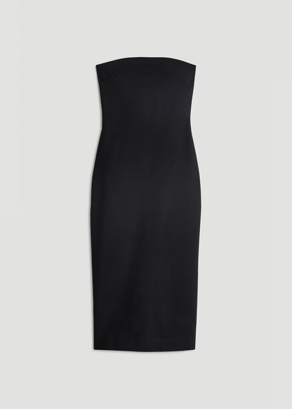 Soft Flex Ponte Fitted Bustier Dress for Tall Women in Black