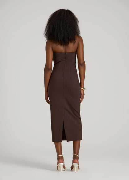 Soft Flex Ponte Fitted Bustier Dress for Tall Women in Espresso