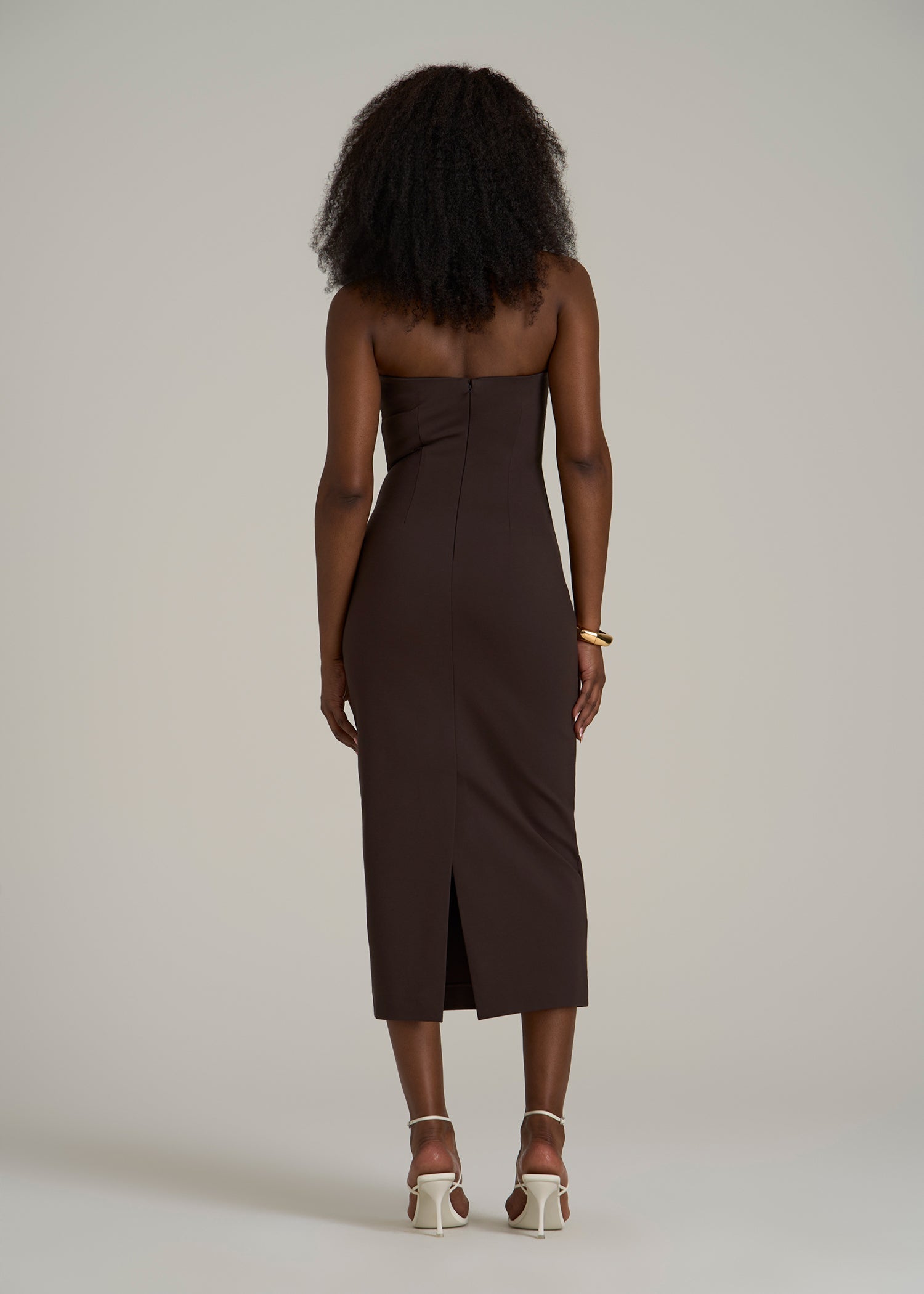 Soft Flex Ponte Fitted Bustier Dress for Tall Women in Espresso