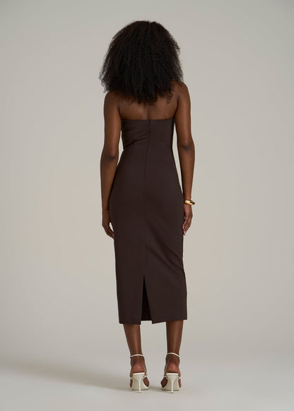 Soft Flex Ponte Fitted Bustier Dress for Tall Women in Espresso