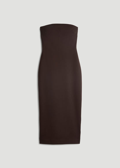 Soft Flex Ponte Fitted Bustier Dress for Tall Women in Espresso