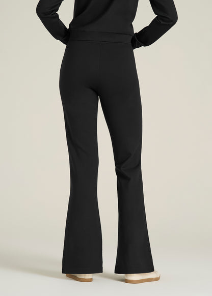 Soft Flex Ponte Flare Pants with Drawcord for Tall Women in Black