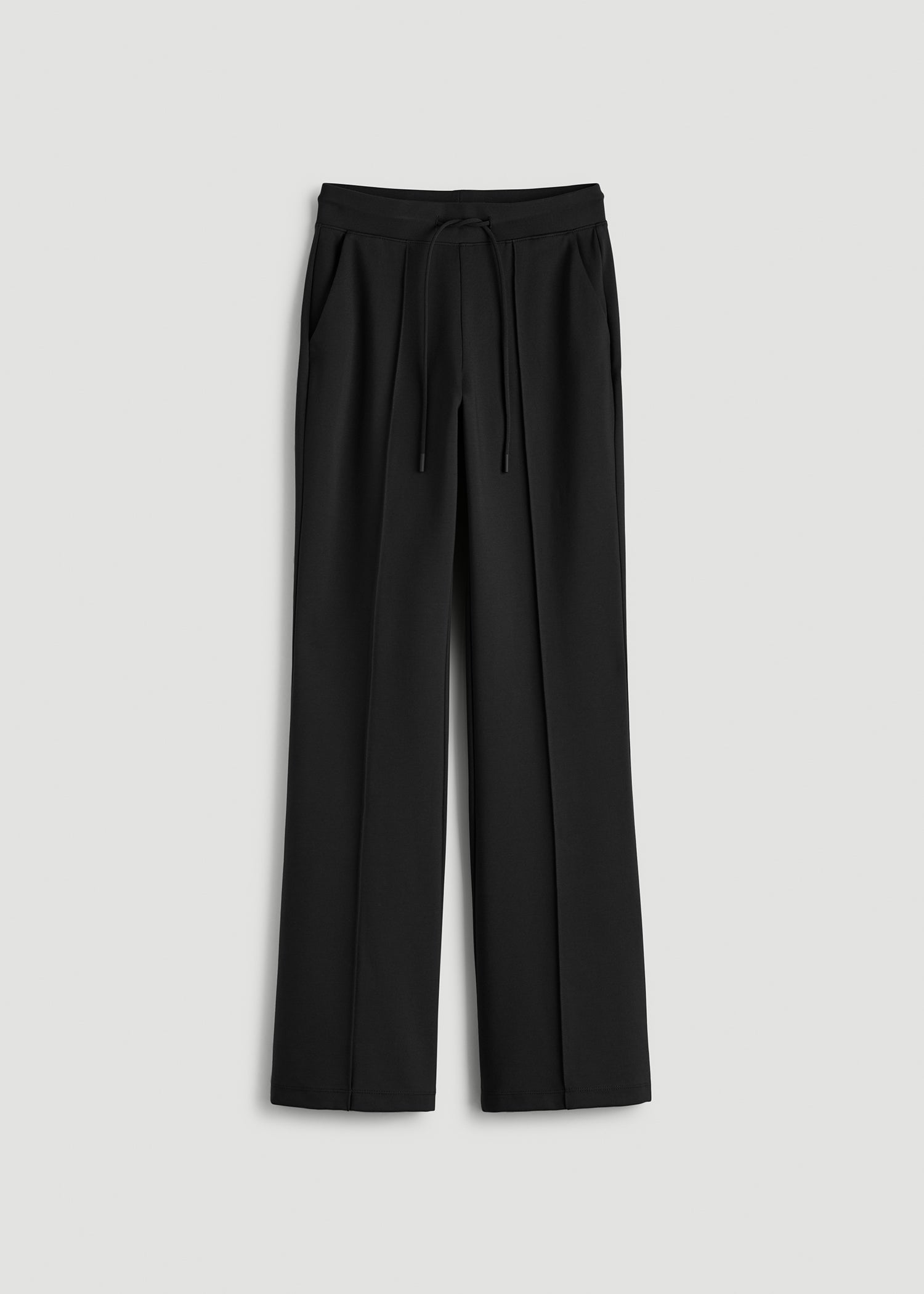 Soft Flex Ponte Flare Pants with Drawcord for Tall Women in Black