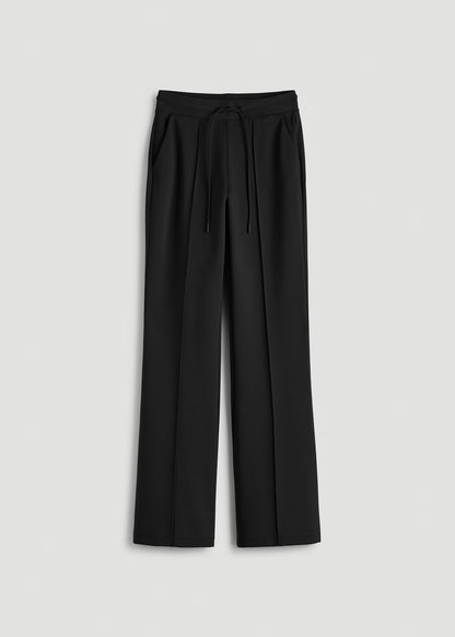 Soft Flex Ponte Flare Pants with Drawcord for Tall Women in Black