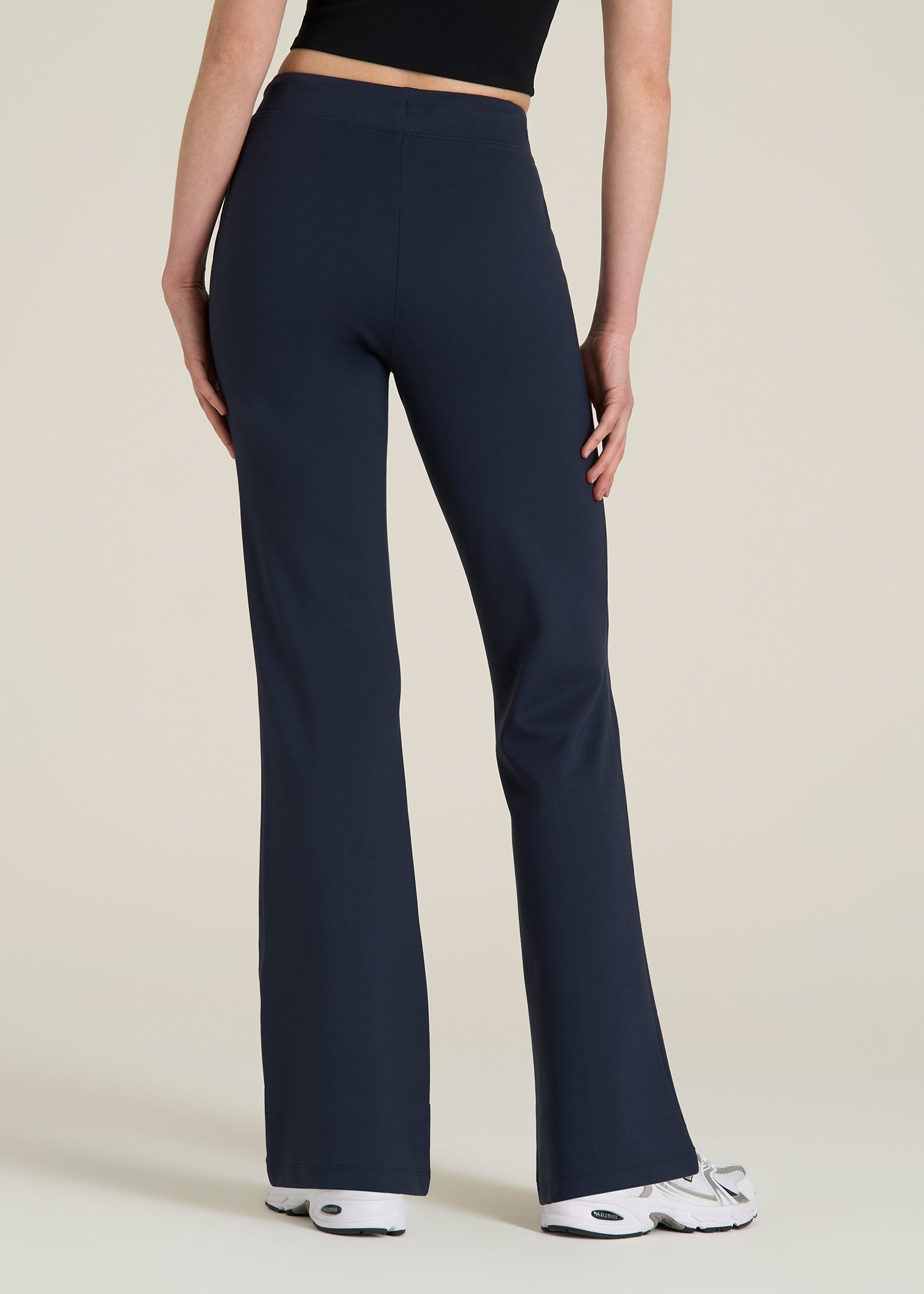 Soft Flex Ponte Flare Pants with Drawcord for Tall Women in Navy