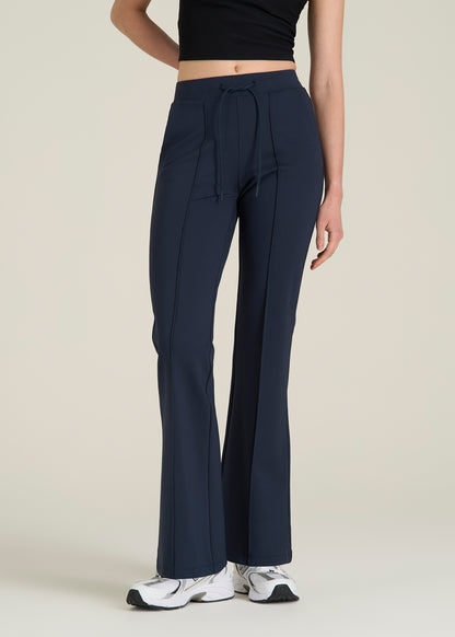 Soft Flex Ponte Flare Pants with Drawcord for Tall Women in Navy