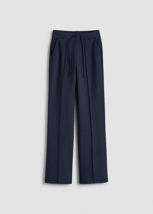 Soft Flex Ponte Flare Pants with Drawcord for Tall Women in Navy