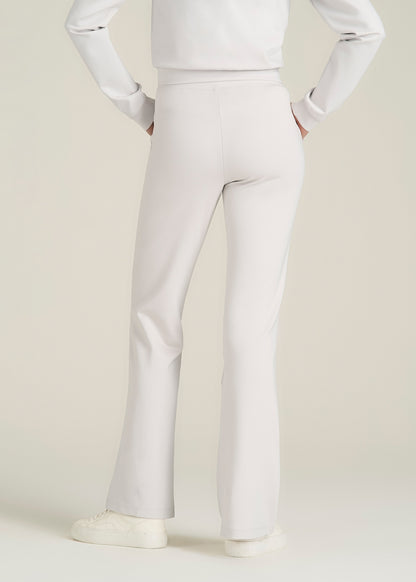 Soft Flex Ponte Flare Pants with Drawcord for Tall Women in White Sand