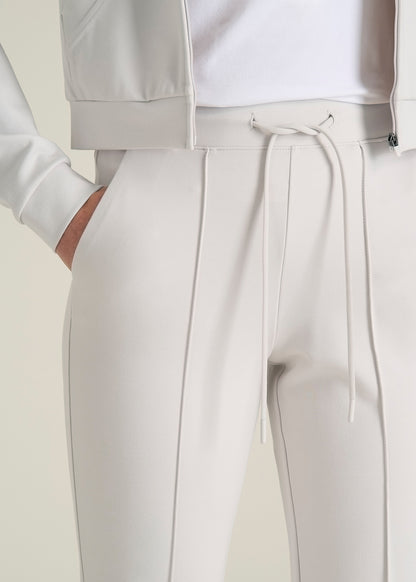 Soft Flex Ponte Flare Pants with Drawcord for Tall Women in White Sand