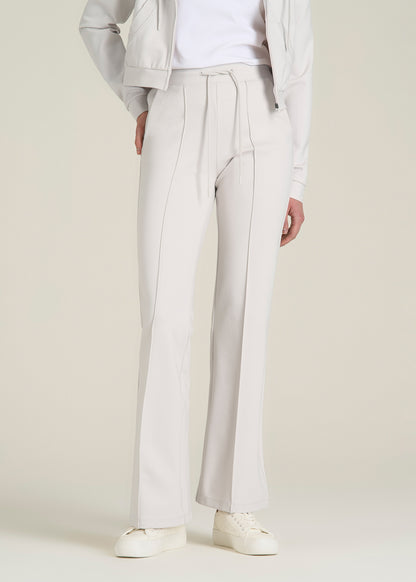 Soft Flex Ponte Flare Pants with Drawcord for Tall Women in White Sand