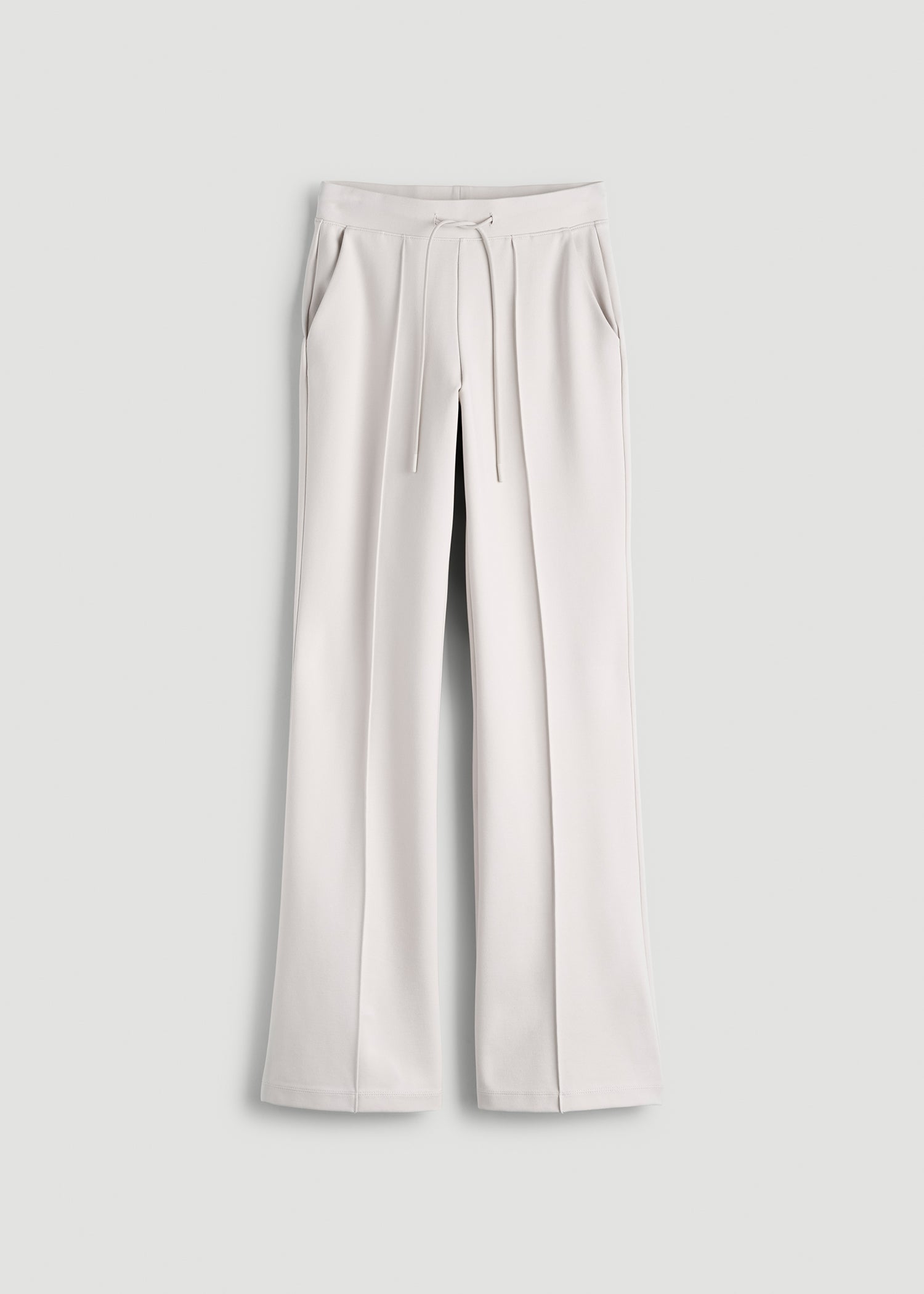 Soft Flex Ponte Flare Pants with Drawcord for Tall Women in White Sand