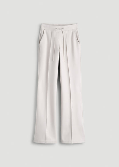 Soft Flex Ponte Flare Pants with Drawcord for Tall Women in White Sand