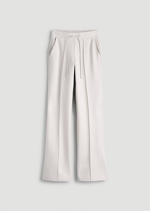 Soft Flex Ponte Flare Pants with Drawcord for Tall Women in White Sand