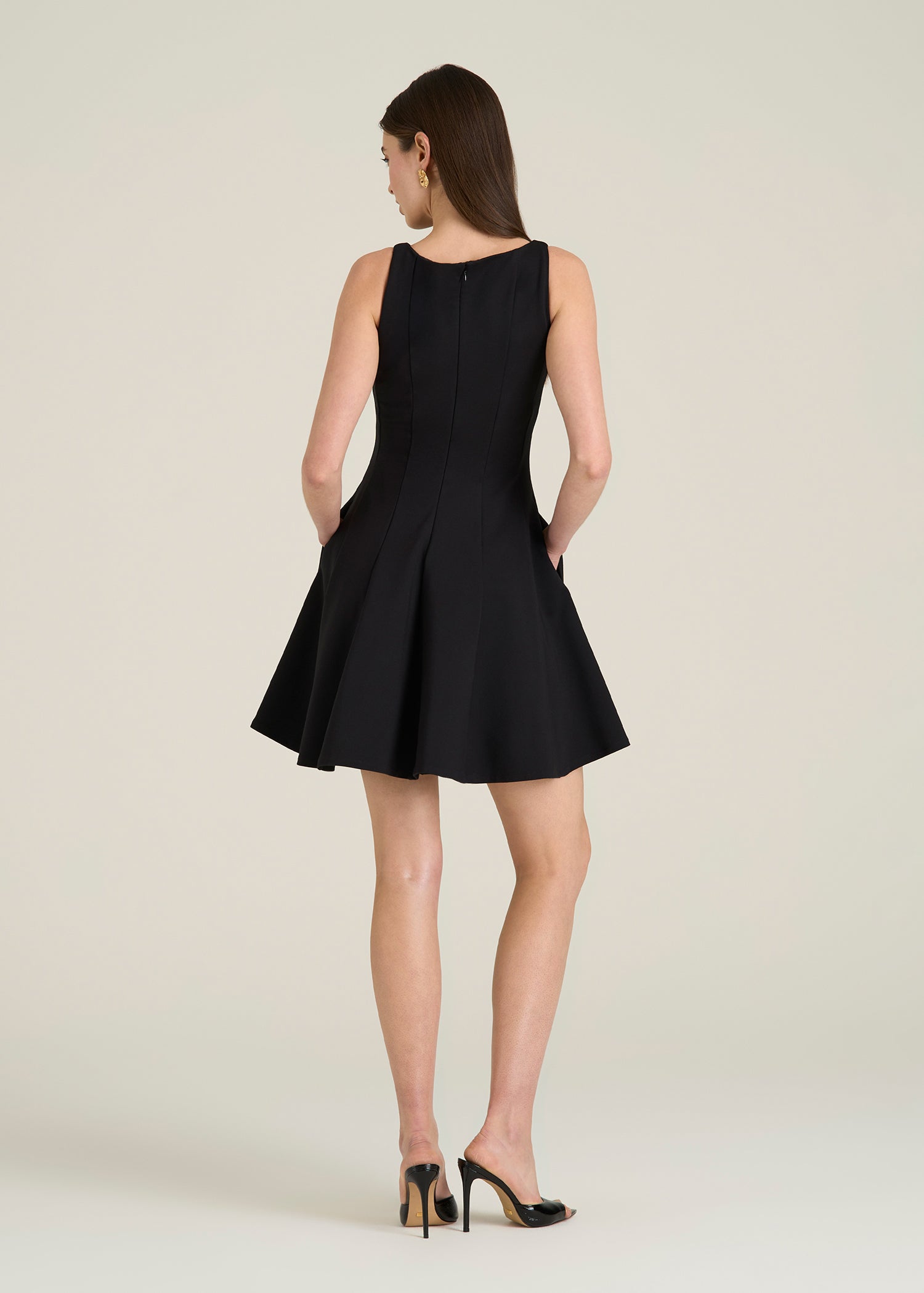 Soft Flex Ponte Mini Babydoll Dress for Tall Women in Black