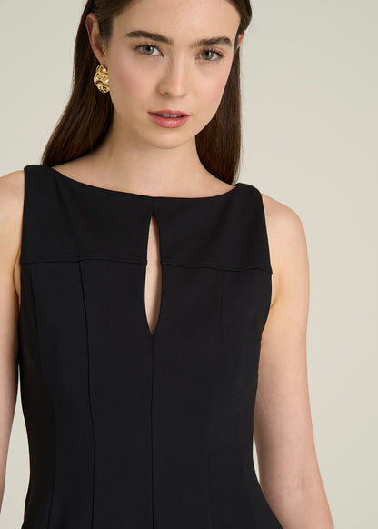 Soft Flex Ponte Mini Babydoll Dress for Tall Women in Black