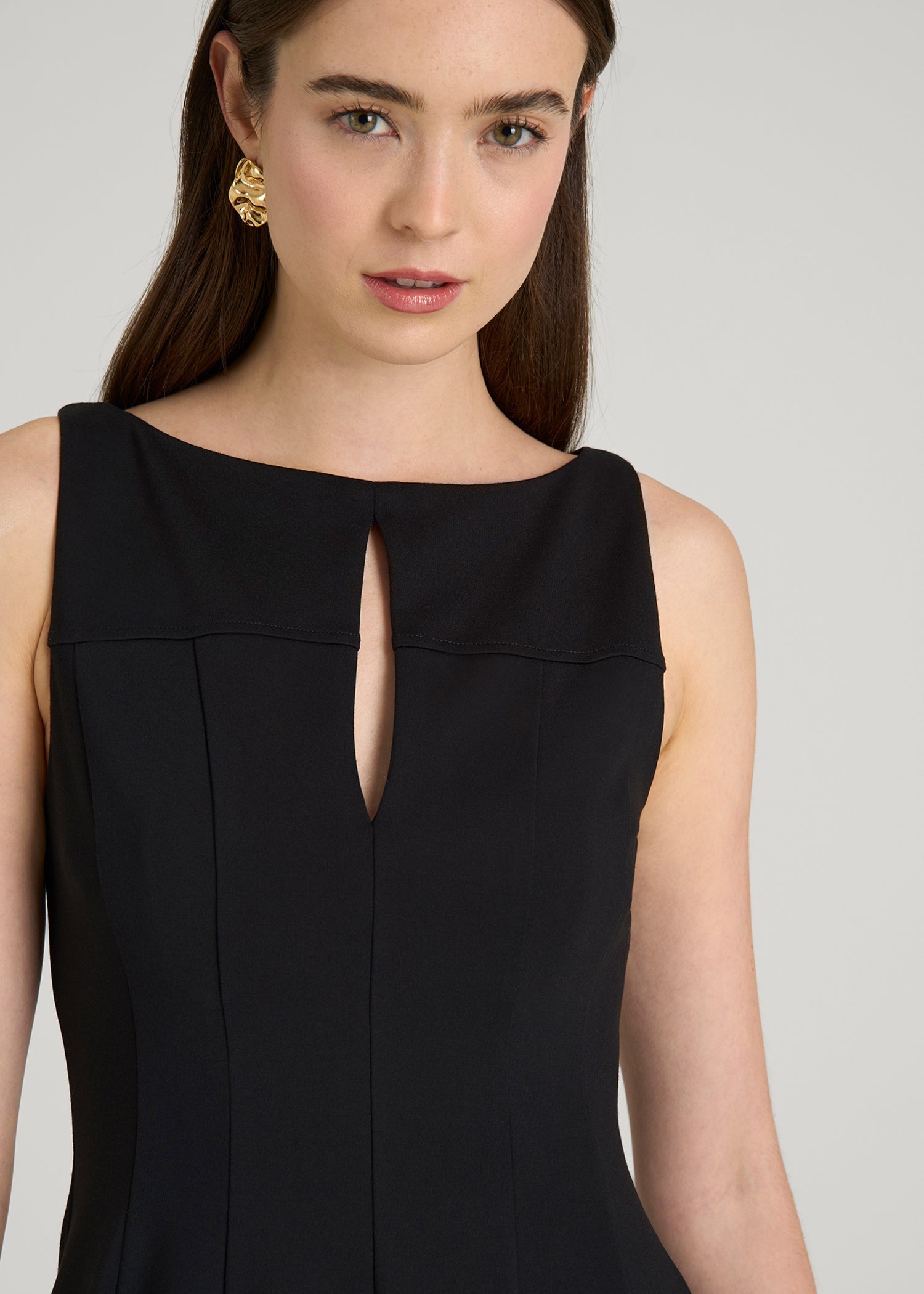Soft Flex Ponte Mini Babydoll Dress for Tall Women in Black