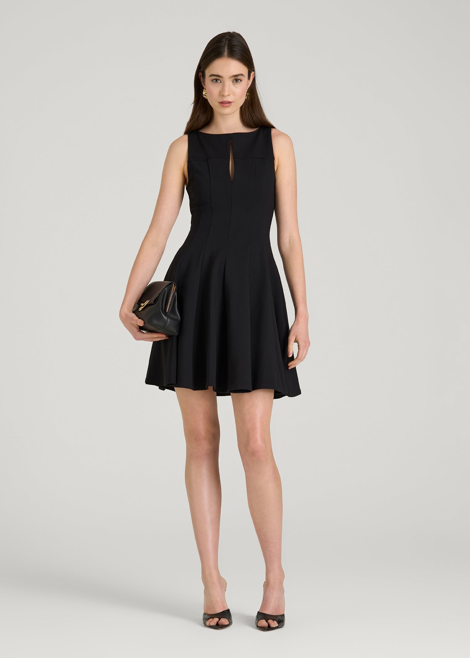 Soft Flex Ponte Mini Babydoll Dress for Tall Women in Black