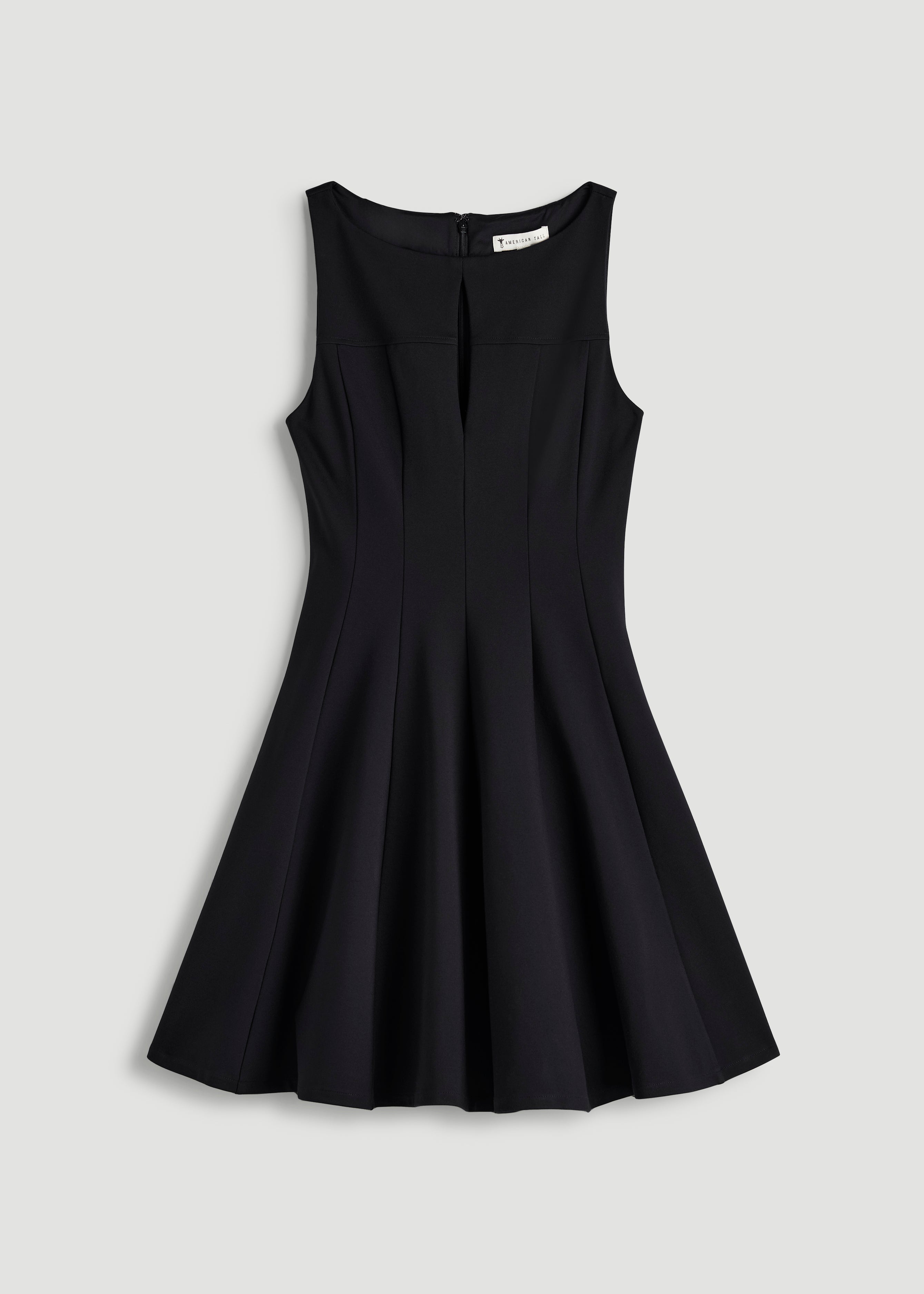 Soft Flex Ponte Mini Babydoll Dress for Tall Women in Black