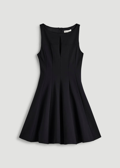 Soft Flex Ponte Mini Babydoll Dress for Tall Women in Black