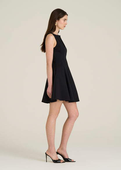 Soft Flex Ponte Mini Babydoll Dress for Tall Women in Black