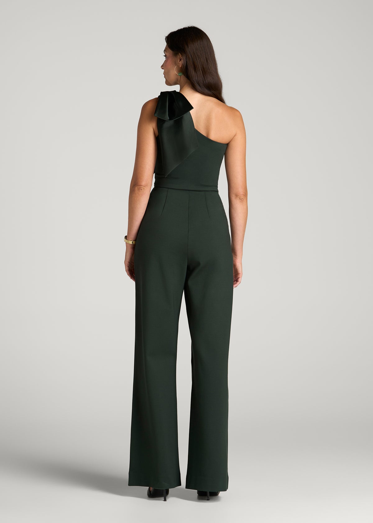 Flex Ponte One Shoulder Evening Jumpsuit for Tall Women in Boreal Forest