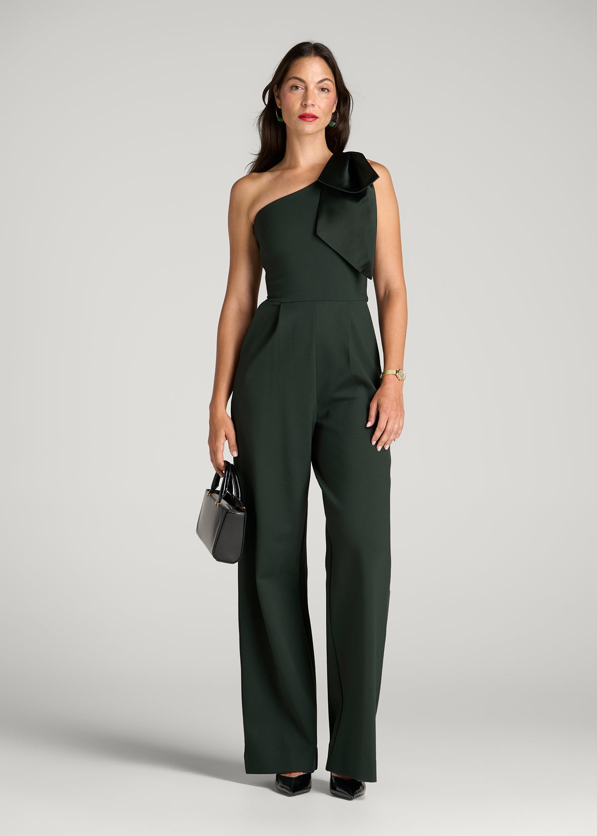 Flex Ponte One Shoulder Evening Jumpsuit for Tall Women in Boreal Forest