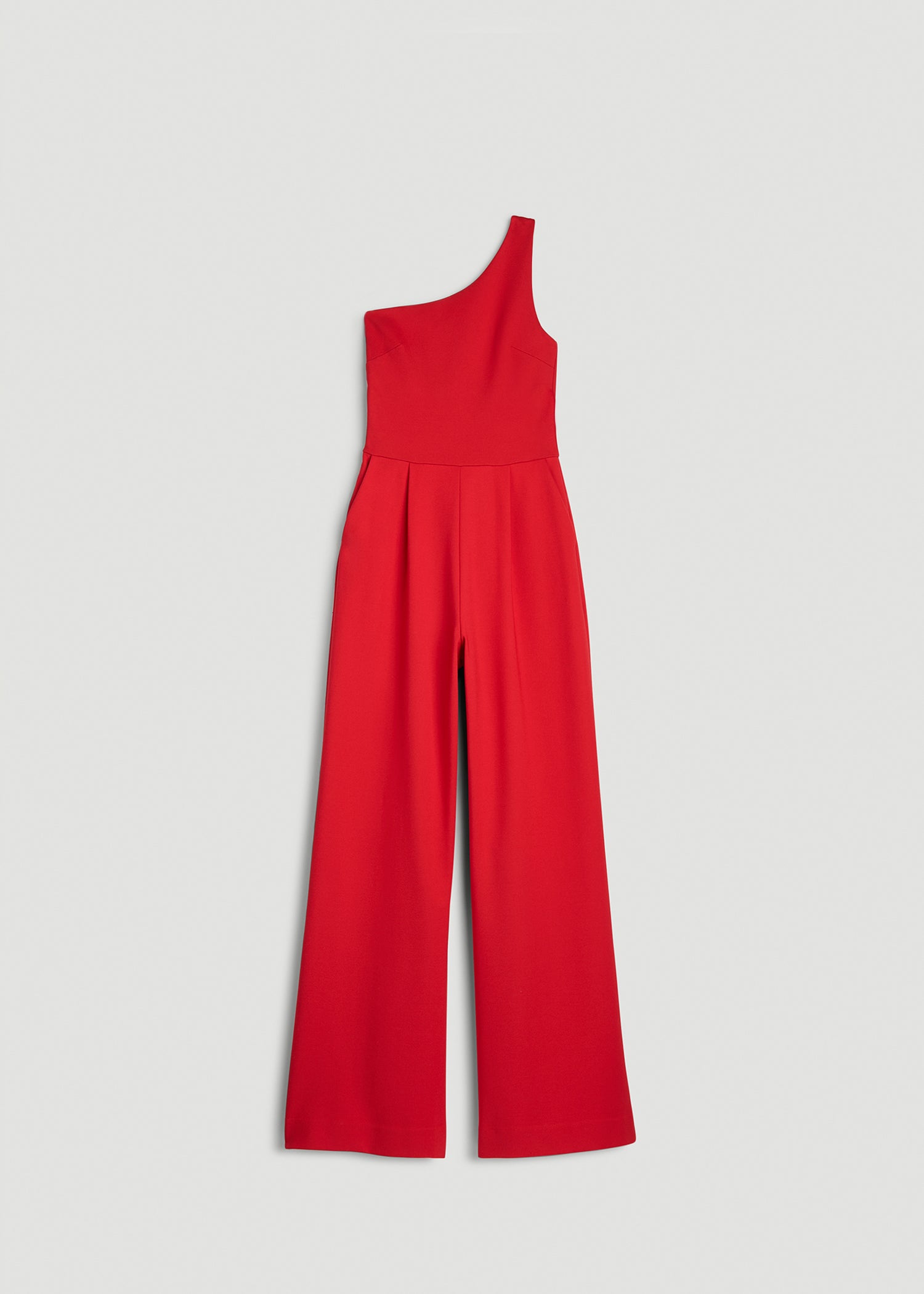 Flex Ponte One Shoulder Evening Jumpsuit for Tall Women in Salsa