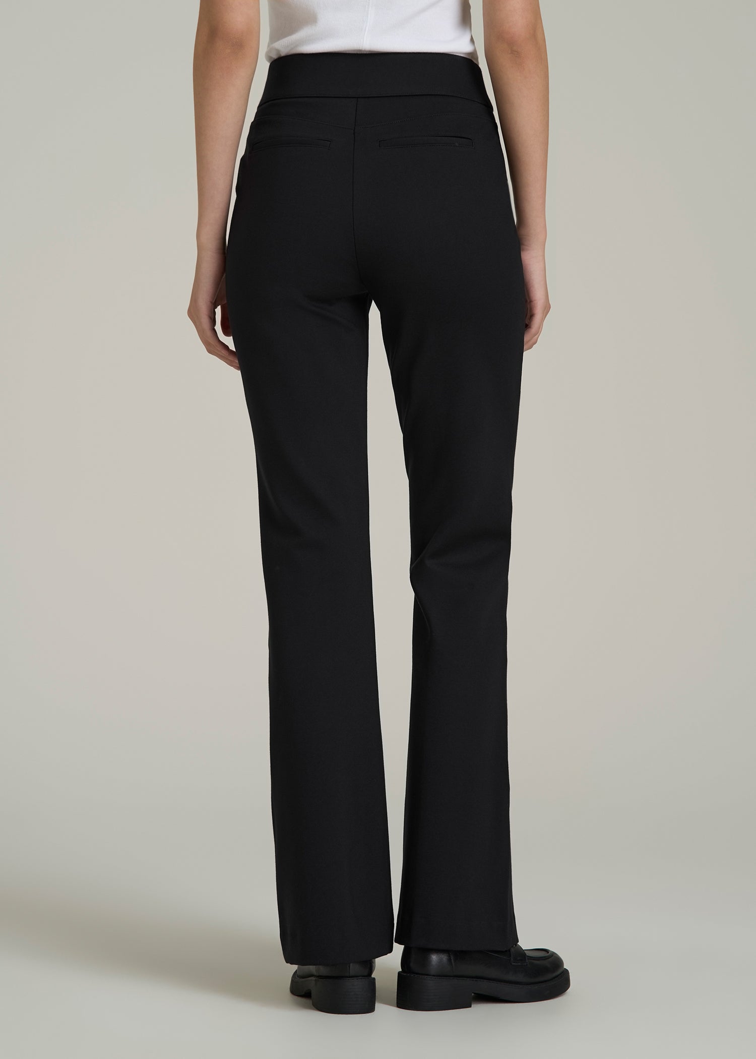 Soft Flex Ponte Pull On Flare Pants for Tall Women in Black