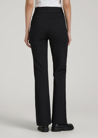 Soft Flex Ponte Pull On Flare Pants for Tall Women in Black