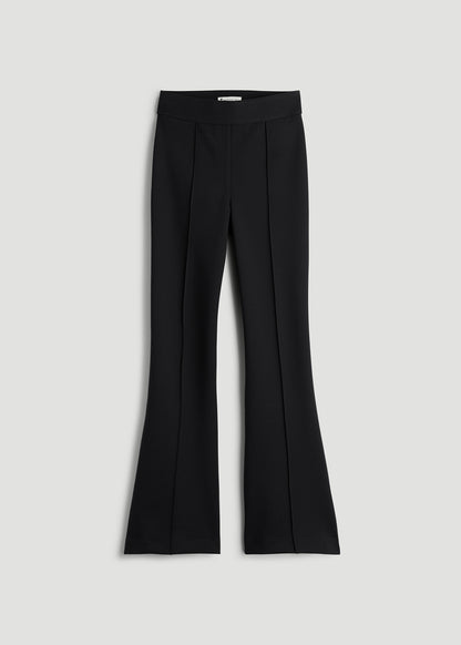 Soft Flex Ponte Pull On Flare Pants for Tall Women in Black