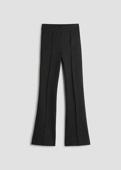 Soft Flex Ponte Pull On Flare Pants for Tall Women in Dark Charcoal Heather