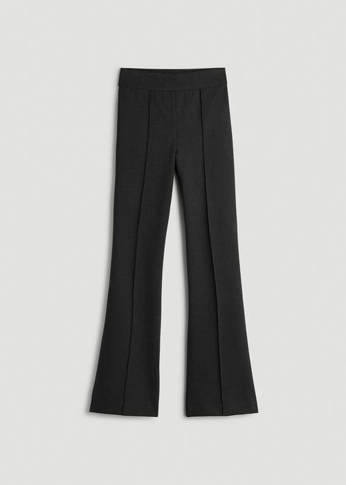 Soft Flex Ponte Pull On Flare Pants for Tall Women in Dark Charcoal Heather