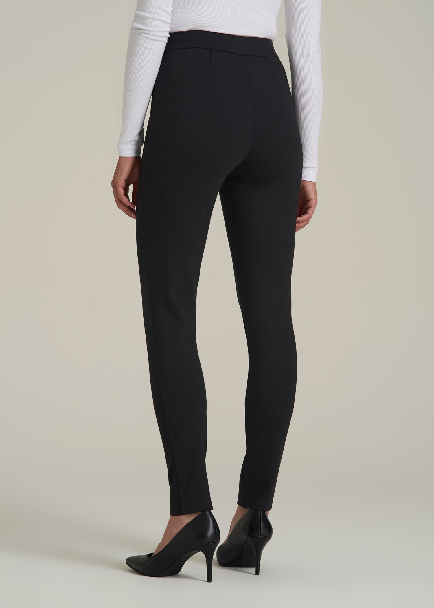 Soft Flex Ponte Skinny High Rise Pant for Tall Women in Black